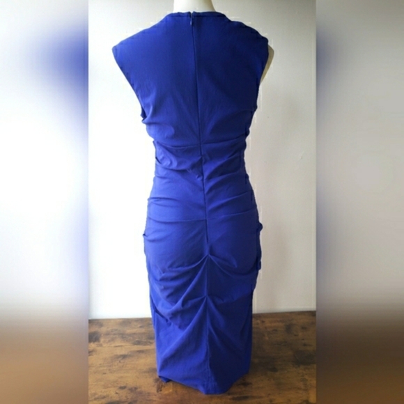 Cobalt Blue Snug Ruched Le Chateau Bodycon Shaping Dress - Picture 2 of 11